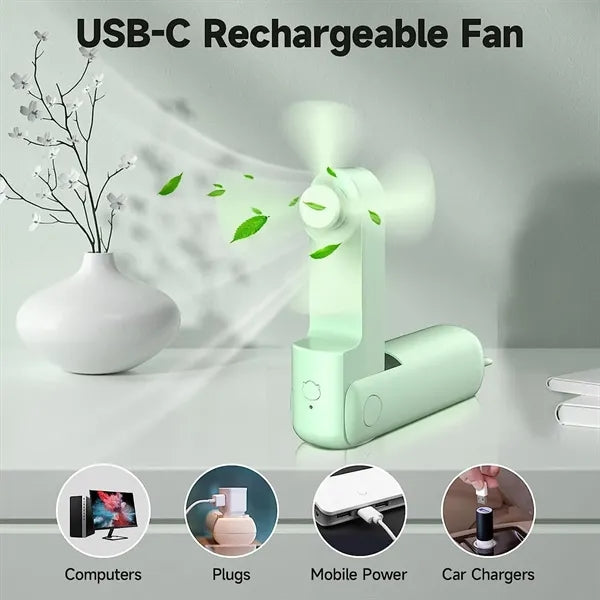 2 In 1 Pocket Fan Power Bank With Pouch