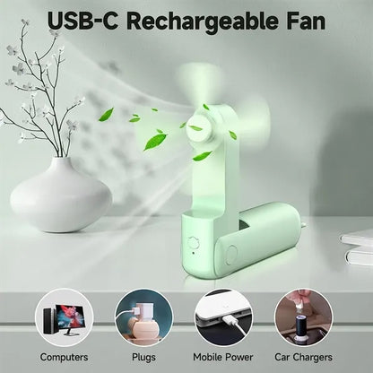 2 In 1 Pocket Fan Power Bank With Pouch