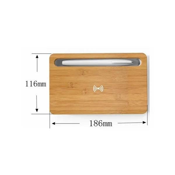 15W Bamboo Wireless Charging Pad with Phone Stand