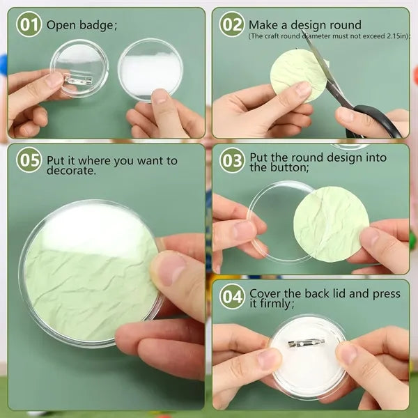 Clear Button Pins For Crafts