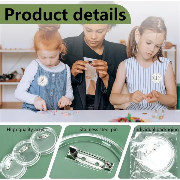 Clear Button Pins For Crafts