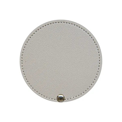 Round Leather Rotating Makeup Mirror