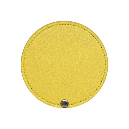 Round Leather Rotating Makeup Mirror