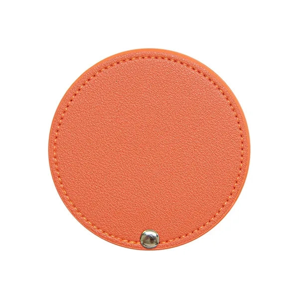 Round Leather Rotating Makeup Mirror