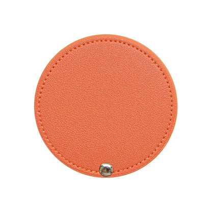 Round Leather Rotating Makeup Mirror