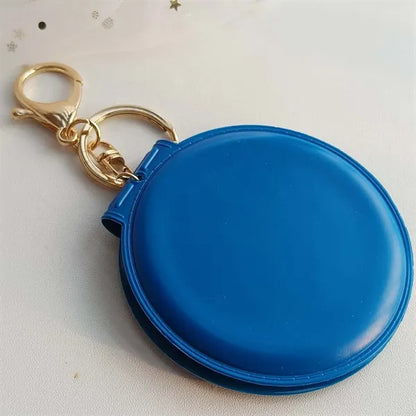 Portable Leather Folding Compact Mirror with Keychain