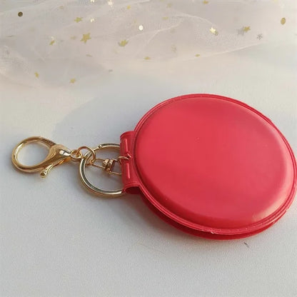 Portable Leather Folding Compact Mirror with Keychain