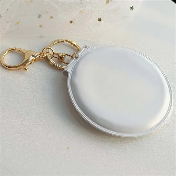 Portable Leather Folding Compact Mirror with Keychain