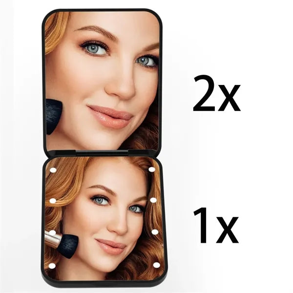 LED Lighted Pocket Mirror with 1X/2X Magnification