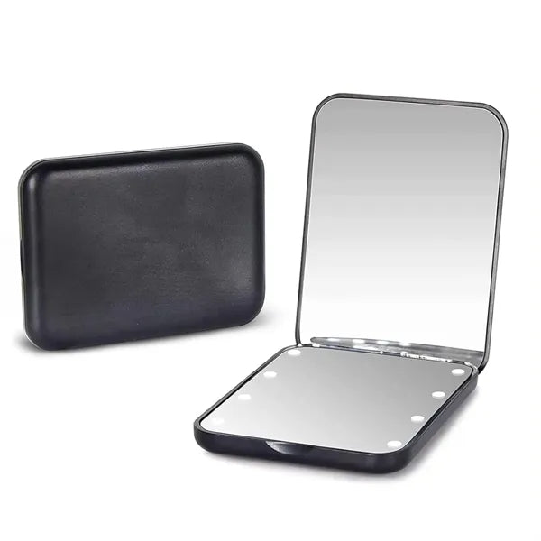 LED Lighted Pocket Mirror with 1X/2X Magnification