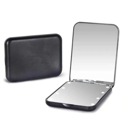 LED Lighted Pocket Mirror with 1X/2X Magnification