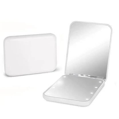 LED Lighted Pocket Mirror with 1X/2X Magnification