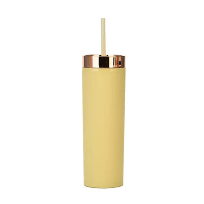 16oz Double-Wall Plastic Tumbler with Straw
