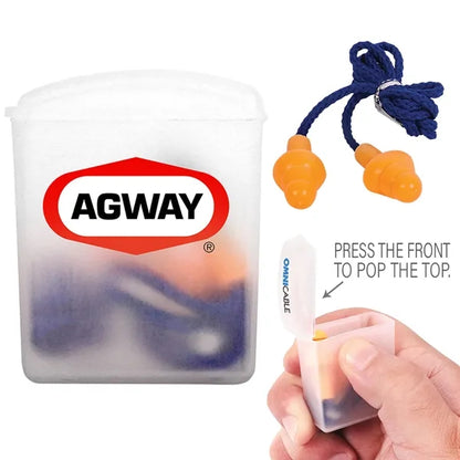 Silicone Earplugs With Blue Nylon Cord and Clear Clip Case