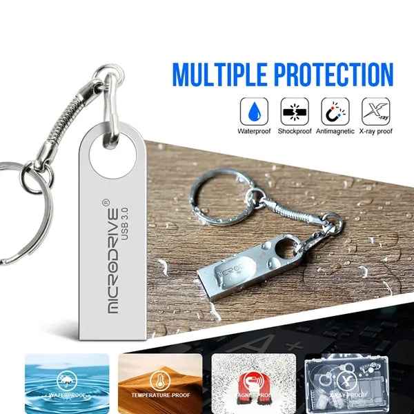 High-Speed USB 3.0 Metal Flash Drive with Keychain