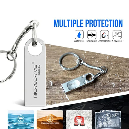 High-Speed USB 3.0 Metal Flash Drive with Keychain