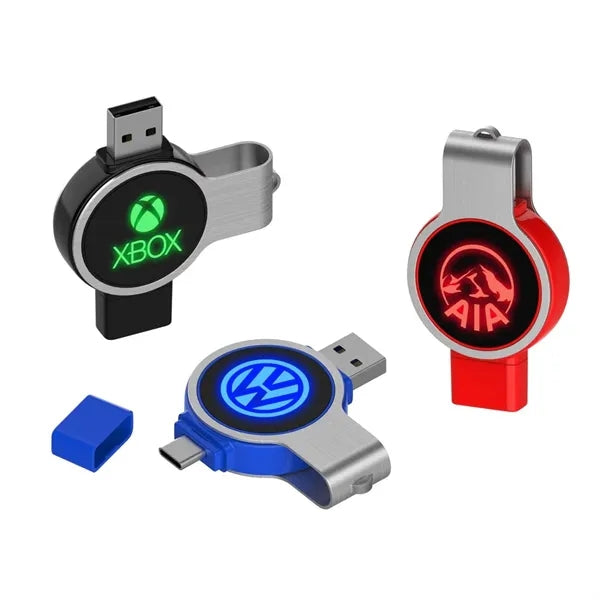 Dual Light Up Round Swivel Drive with OTG USB-C