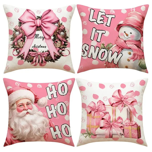Pink Christmas Decorations Pillow Covers
