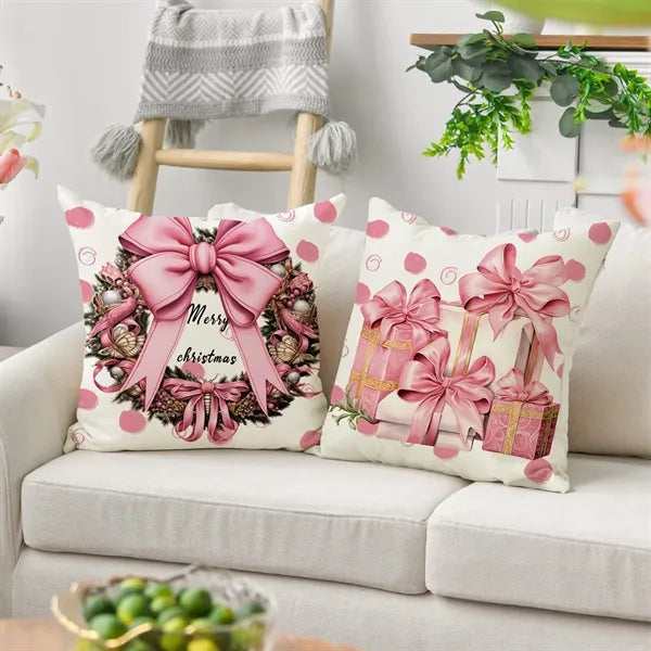 Pink Christmas Decorations Pillow Covers