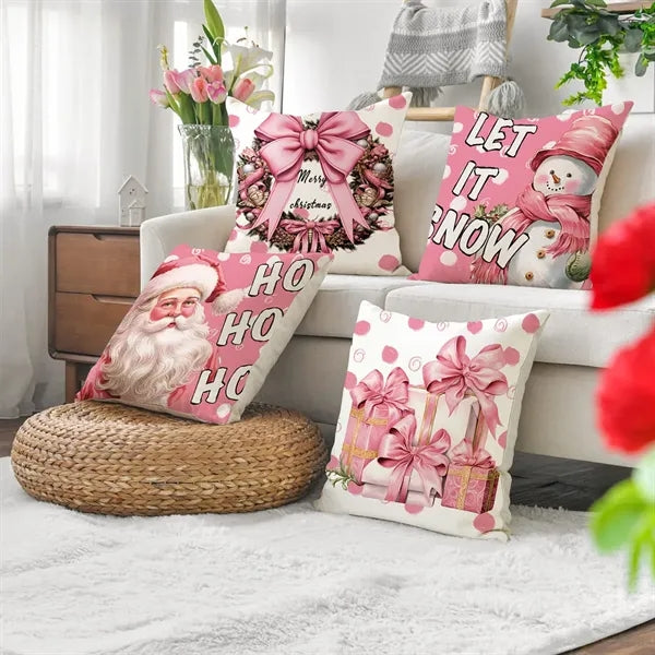 Pink Christmas Decorations Pillow Covers