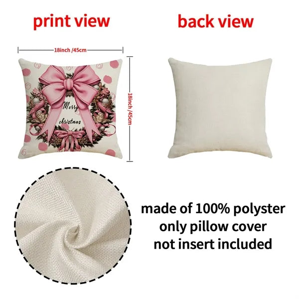 Pink Christmas Decorations Pillow Covers