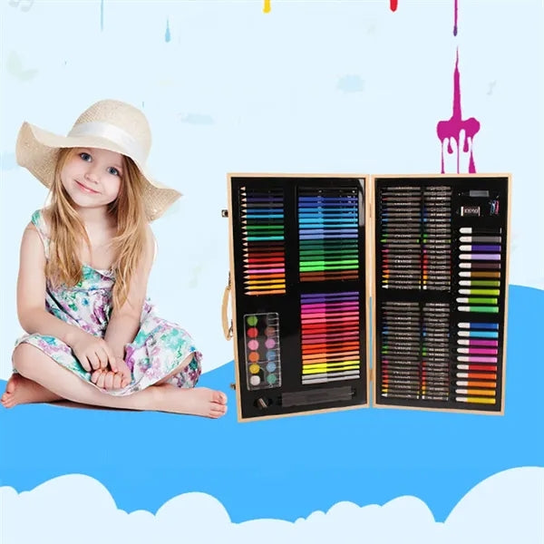 180Pcs Wooden Box Drawing Pen Art Set