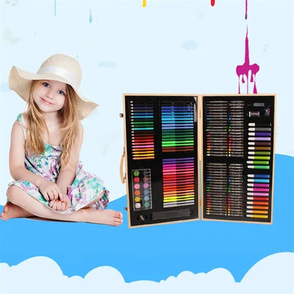 180Pcs Wooden Box Drawing Pen Art Set