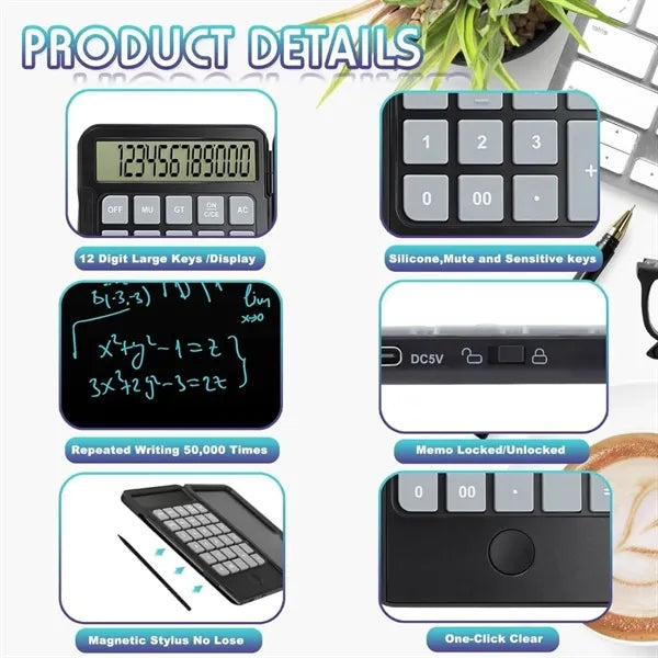 Rechargeable Calculator with Erasable Writing Table