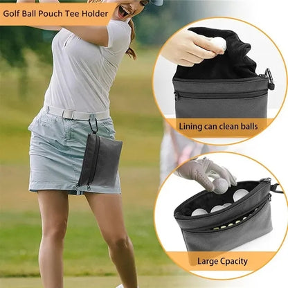 Golf Ball Cleaning Ditty Bags Tee Holder with Carabiner