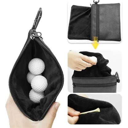 Golf Ball Cleaning Ditty Bags Tee Holder with Carabiner