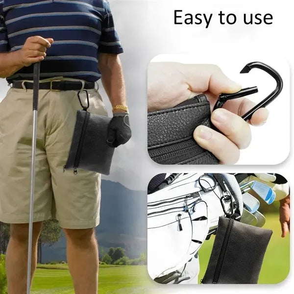Golf Ball Cleaning Ditty Bags Tee Holder with Carabiner