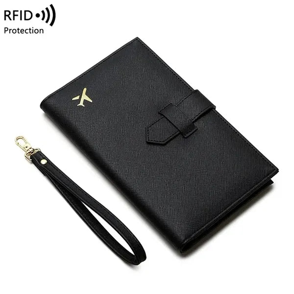 Zipped RFID Blocking Passport Bag with Wristlet Multi-slot