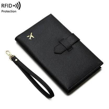 Zipped RFID Blocking Passport Bag with Wristlet Multi-slot