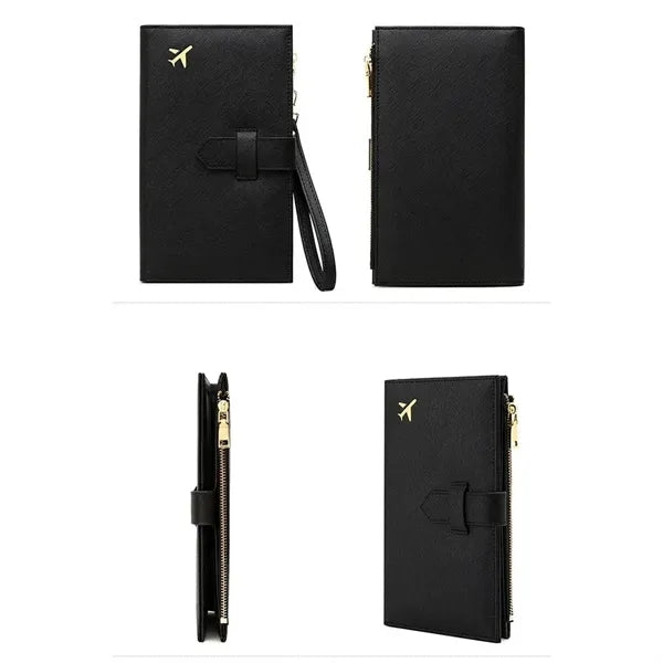 Zipped RFID Blocking Passport Bag with Wristlet Multi-slot