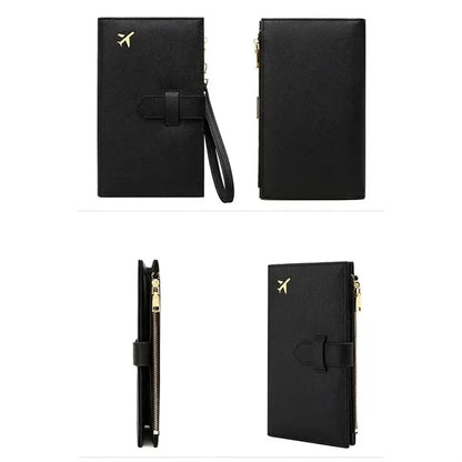 Zipped RFID Blocking Passport Bag with Wristlet Multi-slot