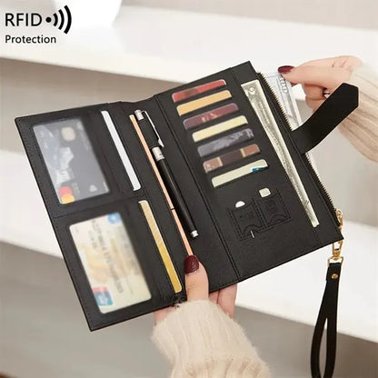 Zipped RFID Blocking Passport Bag with Wristlet Multi-slot