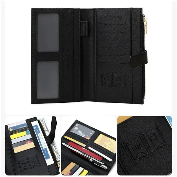 Zipped RFID Blocking Passport Bag with Wristlet Multi-slot