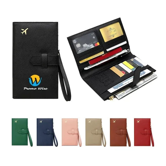 Zipped RFID Blocking Passport Bag with Wristlet Multi-slot