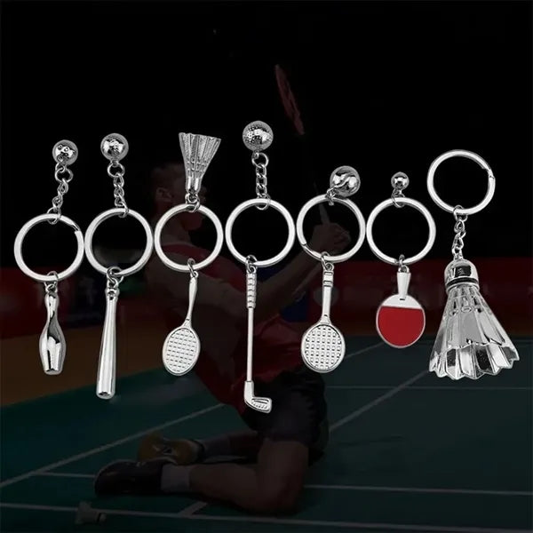 3D Simulation Alloy Creative Badminton Ball Shape Keychain
