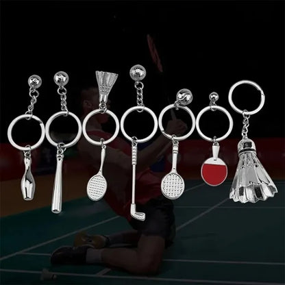 3D Simulation Alloy Creative Badminton Ball Shape Keychain