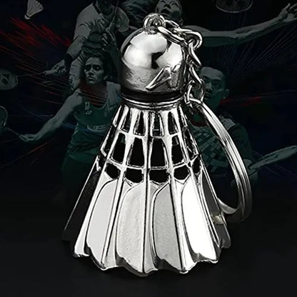 3D Simulation Alloy Creative Badminton Ball Shape Keychain