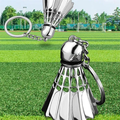 3D Simulation Alloy Creative Badminton Ball Shape Keychain