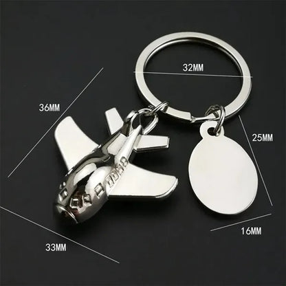 Airplane Luggage Tag Charm Keychain Metal Airline Key Ring