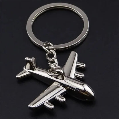 Airplane Luggage Tag Charm Keychain Metal Airline Key Ring