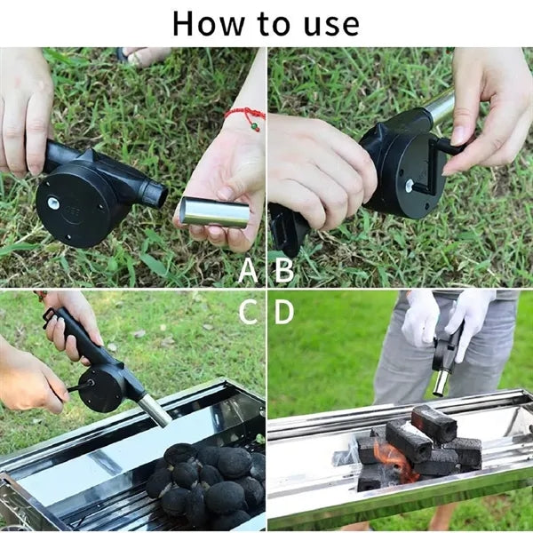 Portable Hand Crank BBQ Fan