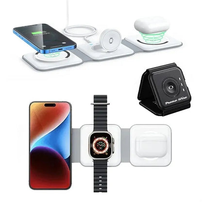 3 in 1 15W Foldable Wireless Fast Charging Station for Phone
