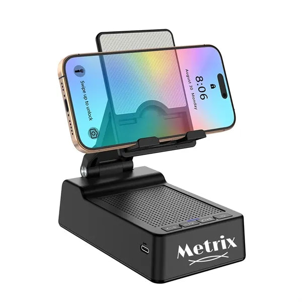 Adjustable Phone Stand with Speaker and Wireless Charging