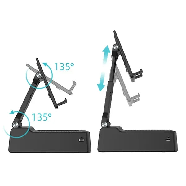 Adjustable Phone Stand with Speaker and Wireless Charging