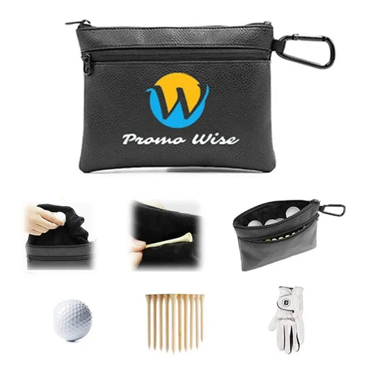 Golf Ball Cleaning Ditty Bags Tee Holder with Carabiner