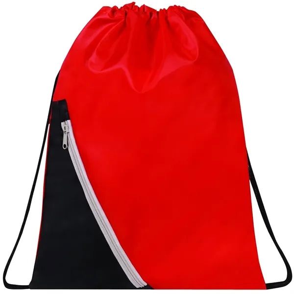210DPolyester Drawstring Gym&Sport Backpack w/ Zipper Pocket
